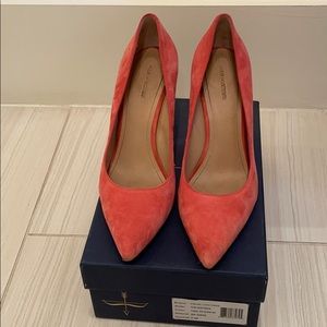 Pink suede pumps